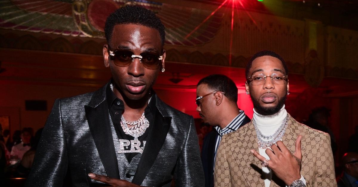  Young Dolph and Key Glock attend Black Tie Affair for Quality Control's CEO Pierre Thomas, also know as Pee Thomas, at on June 2, 2021 in Atlanta, Georgia