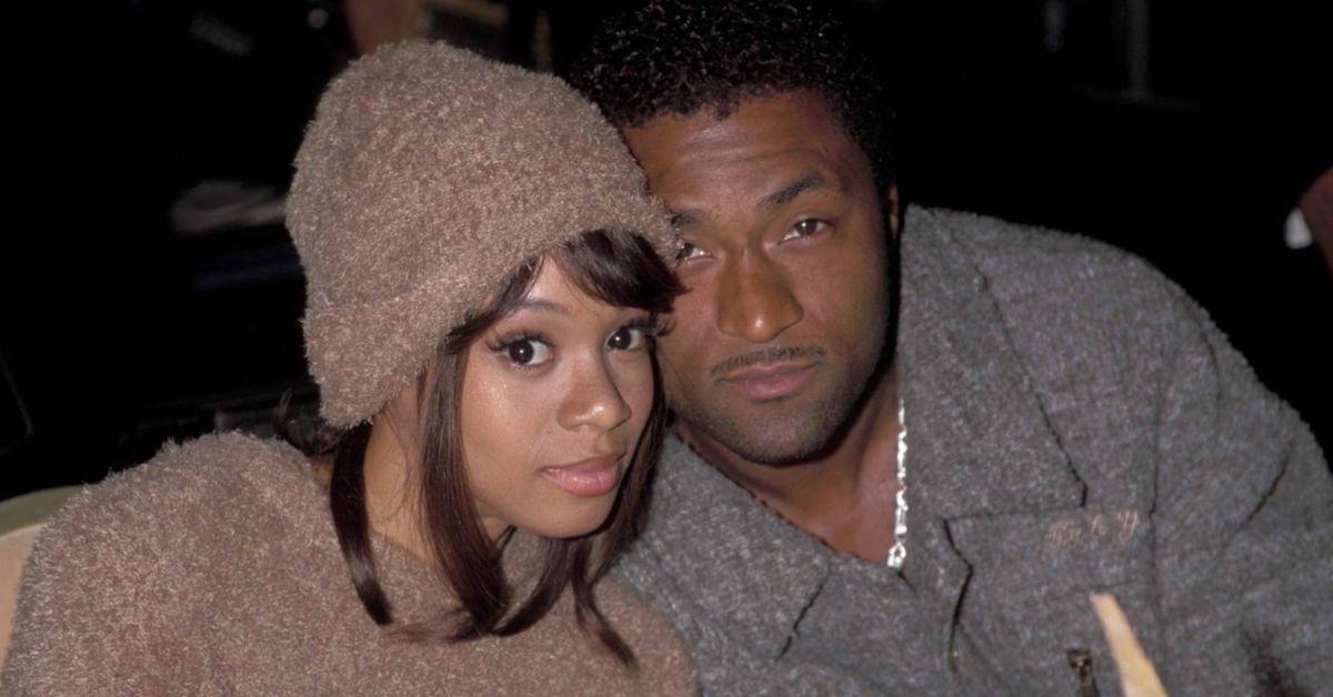 Lisa Lopes and Andre Rison pose for a photo shown in 'Hopelessly in Love: Lisa "Left Eye" Lopes and Andre Rison'