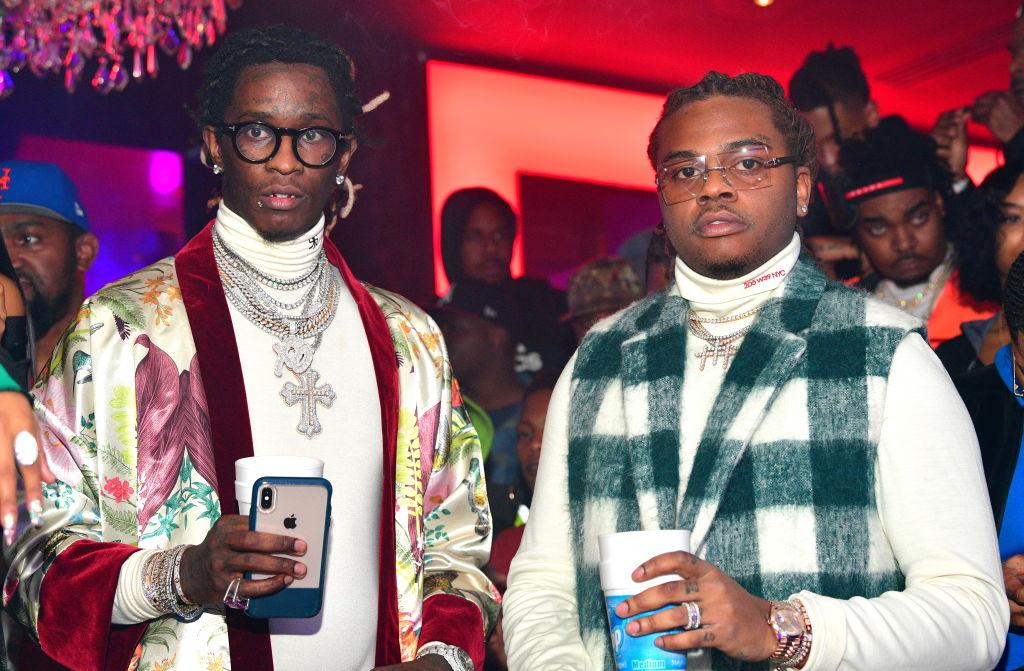 Rappers Young Thug and Gunna attend Gunna "Drip or Drown 2" album release party in Atlanta, Georgia