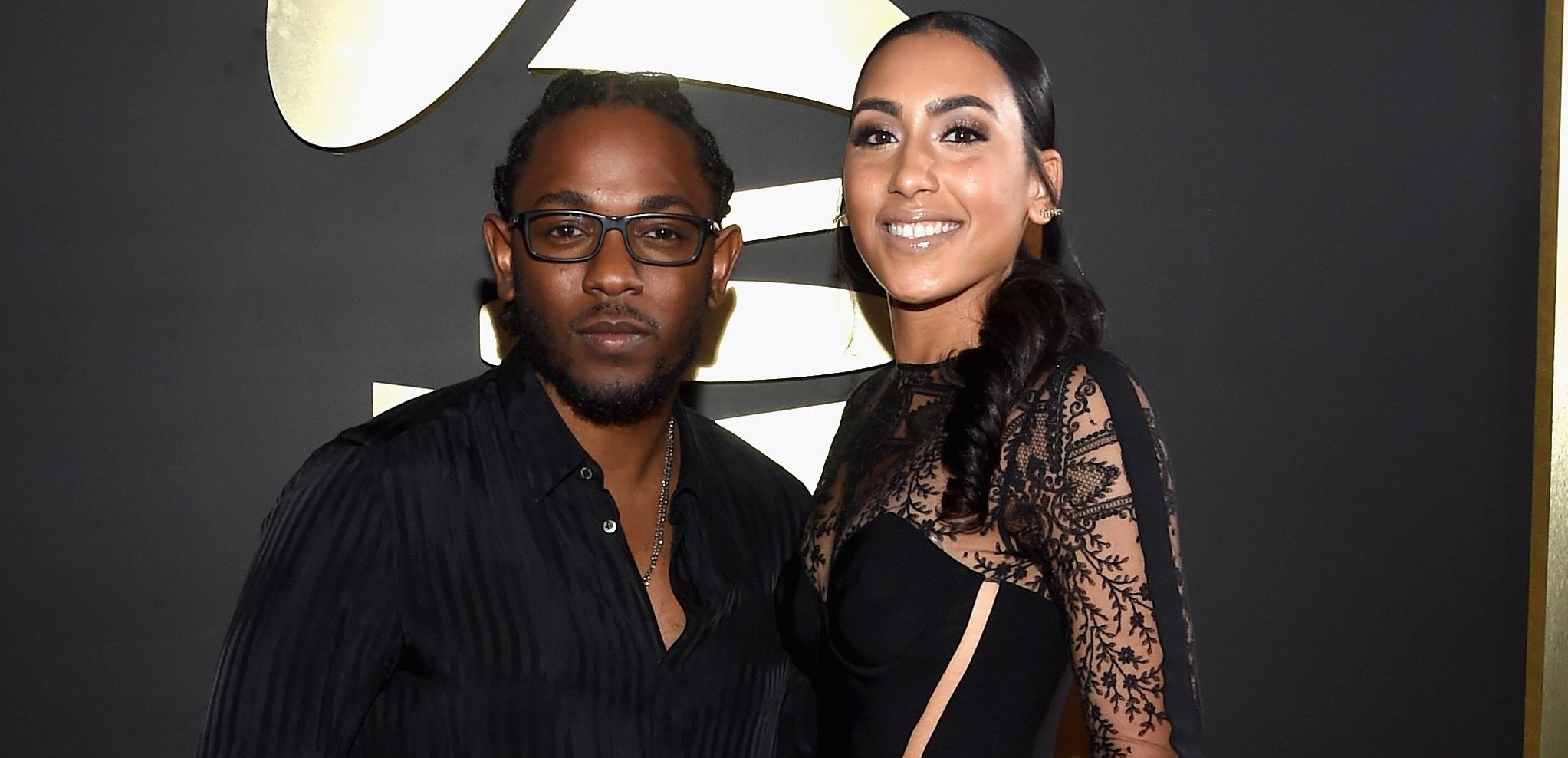 rapper kendrick lamar l and whitney alford attend the th grammy awards