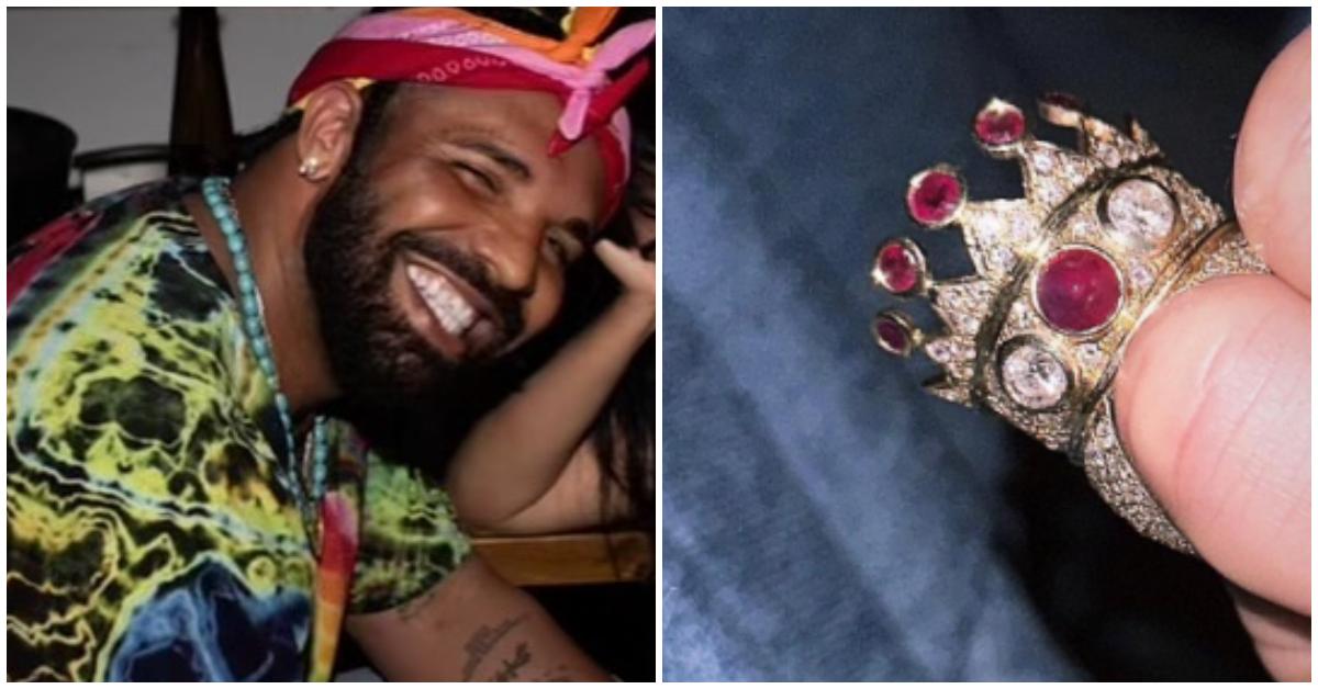 Drake and a photo of Tupac's ring