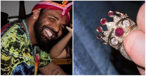Drake and a photo of Tupac's ring