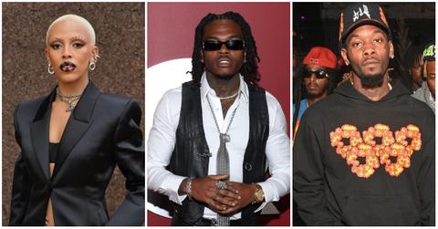 Doja Cat attends the Givenchy Womenswear Spring/Summer 2023 show as part of Paris Fashion Week on October 02, 2022 in Paris, France; Gunna arrives at the GQ Men of the Year Party 2023 at Bar Marmont on November 16, 2023 in Los Angeles, California; Rapper Offset is seen during the rehearsal ahead the the Li-Ning Menswear Spring/Summer 2024 show as part of Paris Fashion Week on June 20, 2023 in Paris, France.