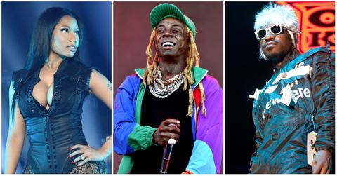 Rapper Nicki Minaj performs onstage during TIDAL X: 1020 Amplified by HTC at Barclays Center of Brooklyn; Lil Wayne performs onstage during the 2019 Outside Lands Music And Arts Festival at Golden Gate Park; Andre 3000 of Outkast performs during Austin City Limits Music Festival.