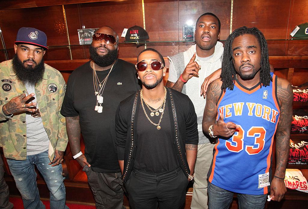 Stalley, Rick Ross, Omarion, Meek Mill, and Wale pose for a photo together.